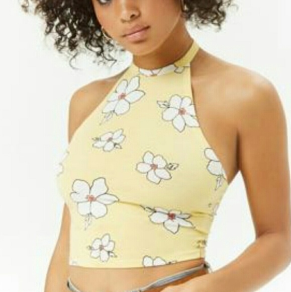 yellow halter crop top